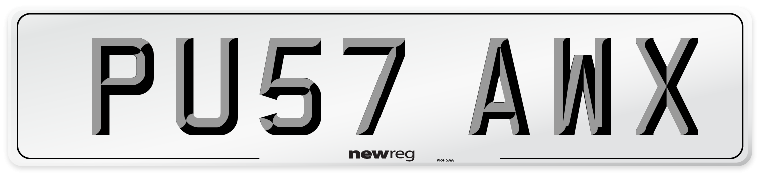 PU57 AWX Number Plate from New Reg